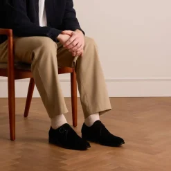 Manfield Zwarte suède gespschoenen^Heren Gespschoenen