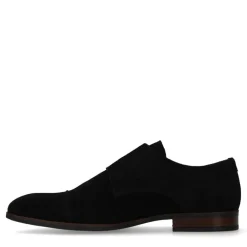 Manfield Zwarte suède gespschoenen^Heren Gespschoenen