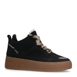 Manfield Zwarte suède hoge sneakers^DAMES Sneakers