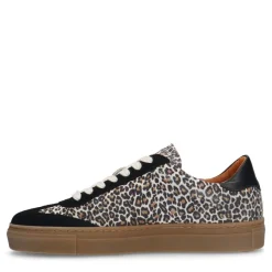 Manfield Zwarte suède leopard sneakers^DAMES Sneakers