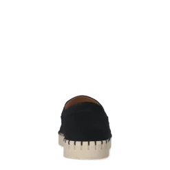 Manfield Zwarte suède loafer met goudkleurig detail^DAMES Loafers