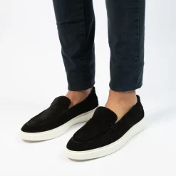Manfield Zwarte suède loafers^Heren Loafers