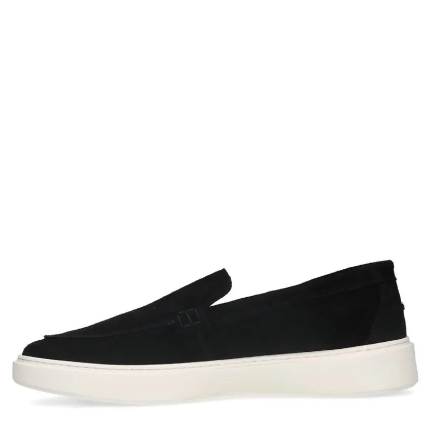 Manfield Zwarte suède loafers^Heren Loafers