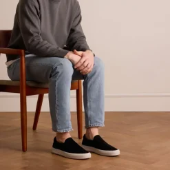 Manfield Zwarte suède loafers^Heren Loafers