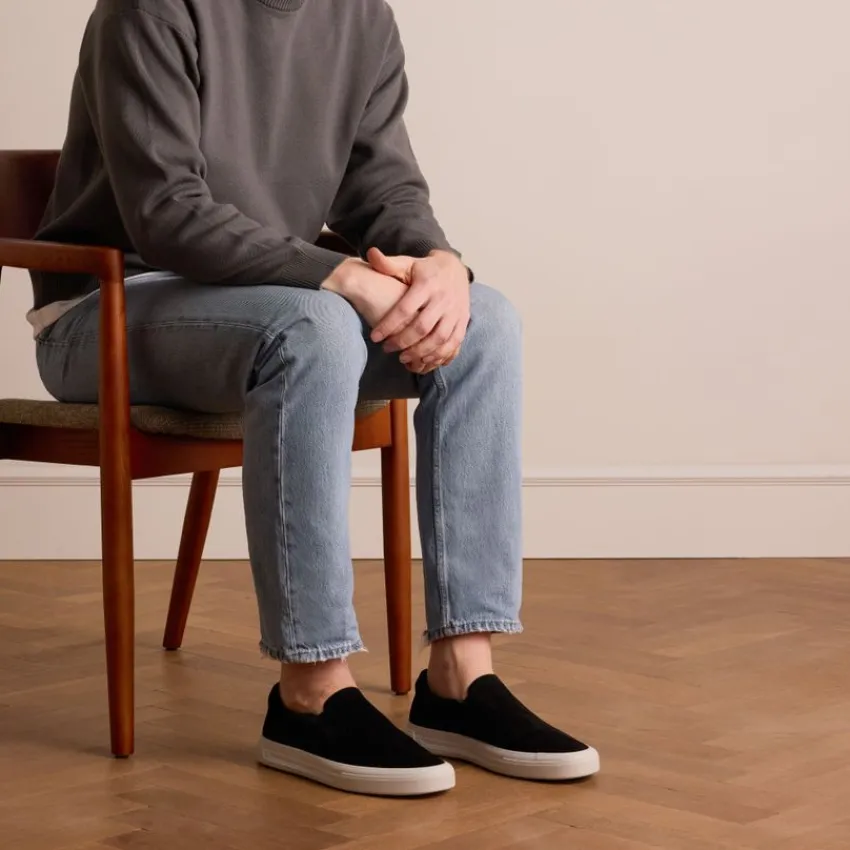 Manfield Zwarte suède loafers^Heren Loafers