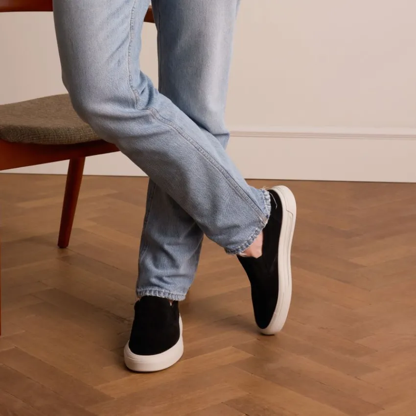 Manfield Zwarte suède loafers^Heren Loafers