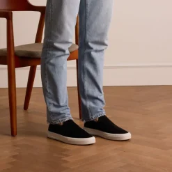 Manfield Zwarte suède loafers^Heren Loafers