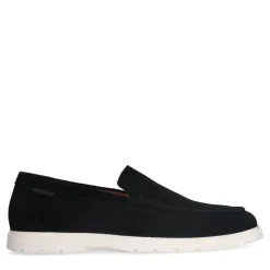 Manfield Zwarte suède loafers^Heren Loafers