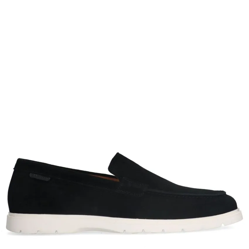 Manfield Zwarte suède loafers^Heren Loafers