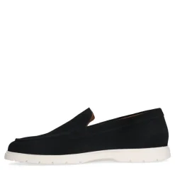 Manfield Zwarte suède loafers^Heren Loafers