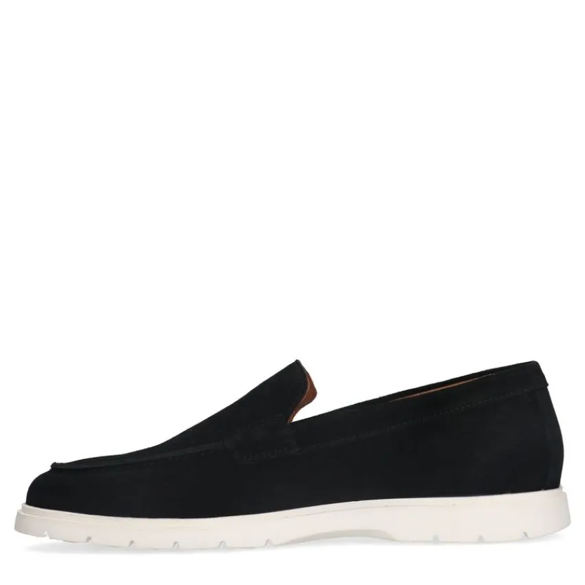 Manfield Zwarte suède loafers^Heren Loafers
