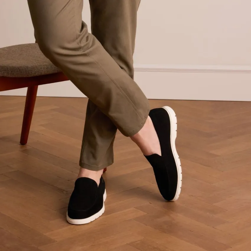 Manfield Zwarte suède loafers^Heren Loafers