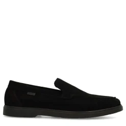 Manfield Zwarte suède loafers^Heren Loafers