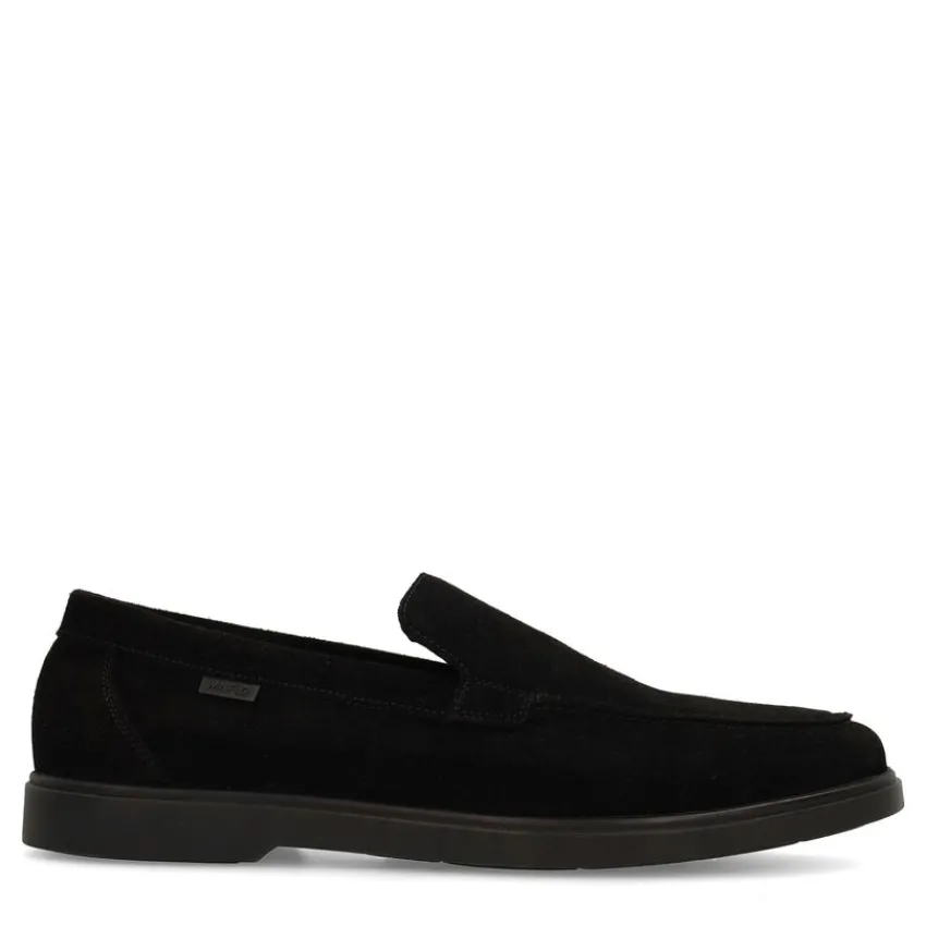 Manfield Zwarte suède loafers^Heren Loafers