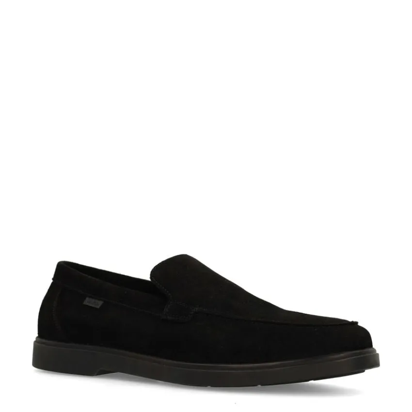 Manfield Zwarte suède loafers^Heren Loafers