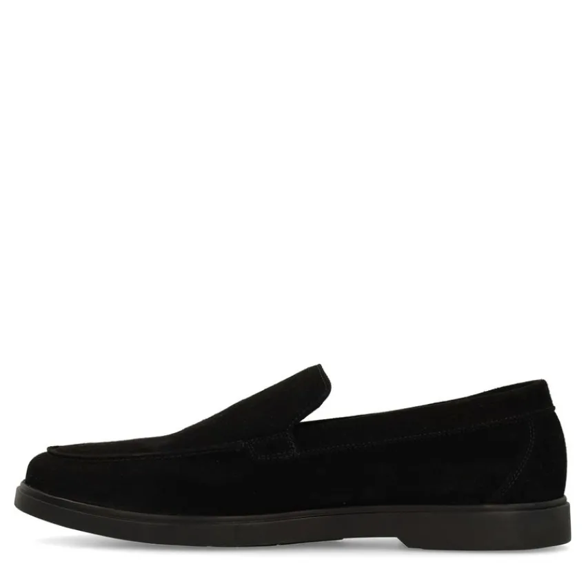 Manfield Zwarte suède loafers^Heren Loafers