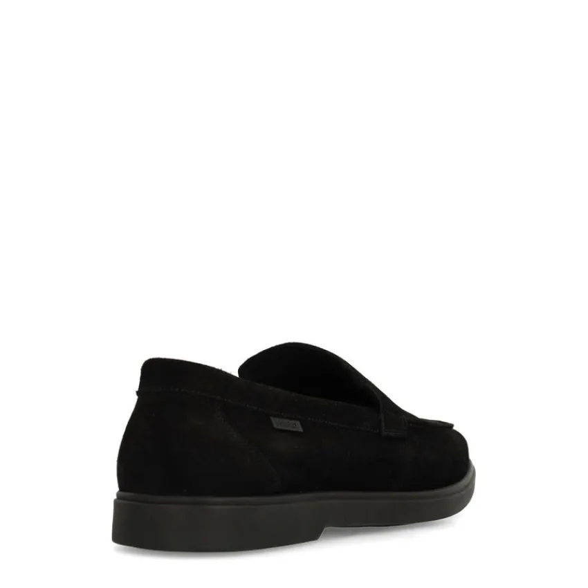 Manfield Zwarte suède loafers^Heren Loafers