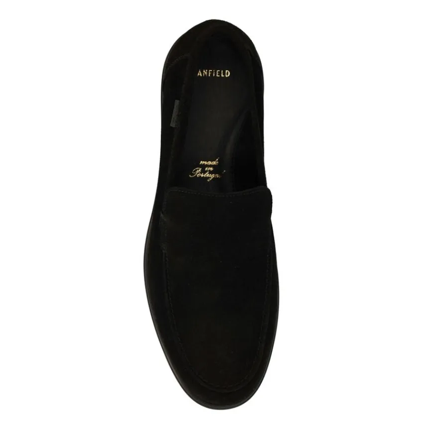 Manfield Zwarte suède loafers^Heren Loafers