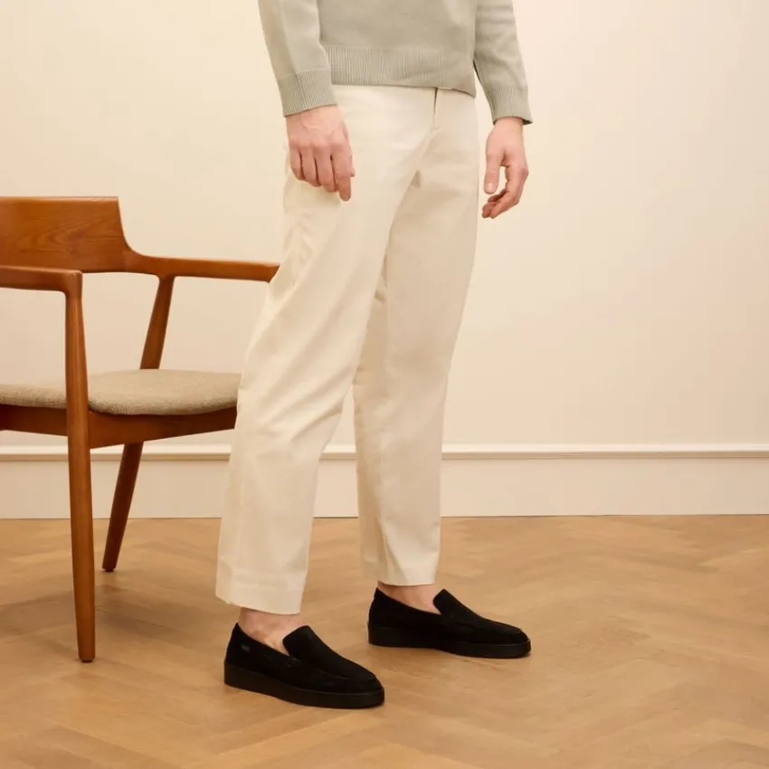 Manfield Zwarte suède loafers^Heren Loafers