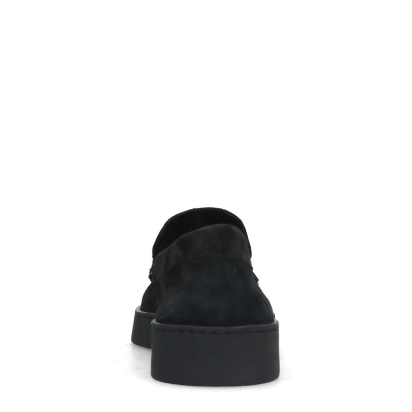 Manfield Zwarte suède loafers^Heren Loafers