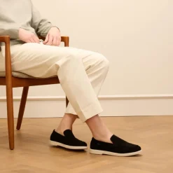 Manfield Zwarte suède loafers^Heren Loafers