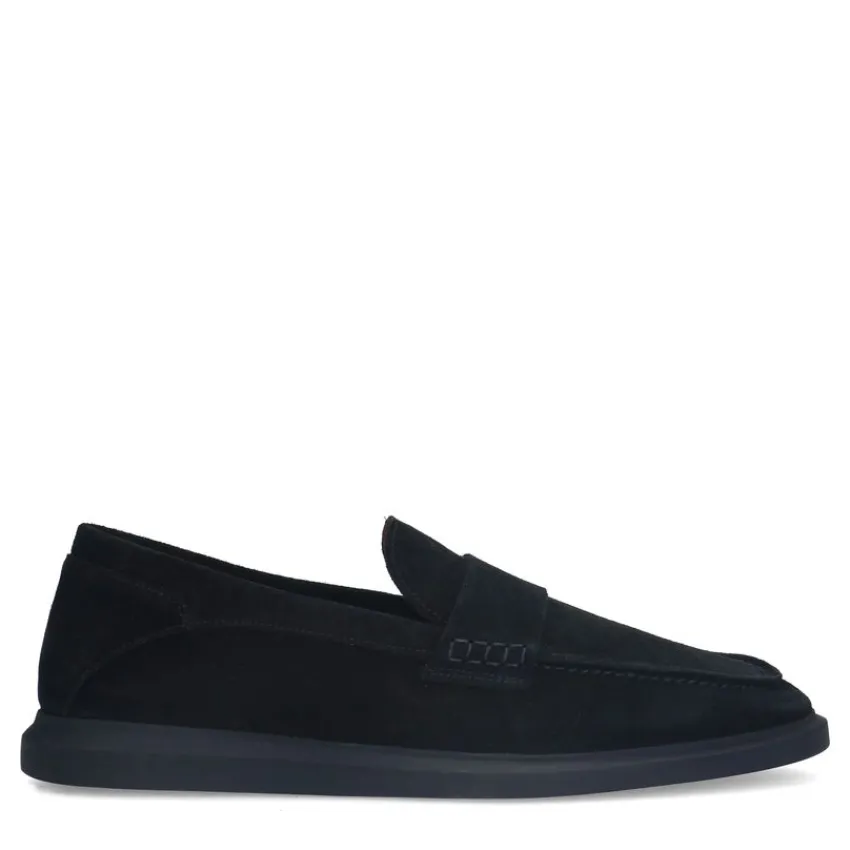 Manfield Zwarte suède loafers^Heren Loafers