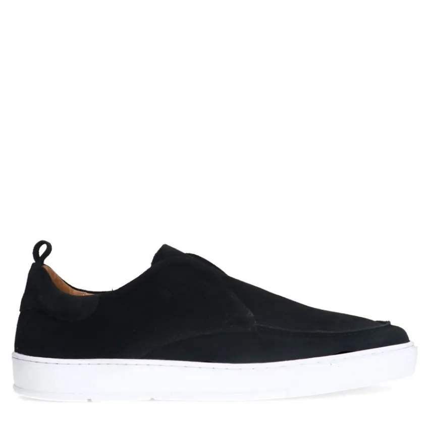 Manfield Zwarte suède loafers^Heren Loafers