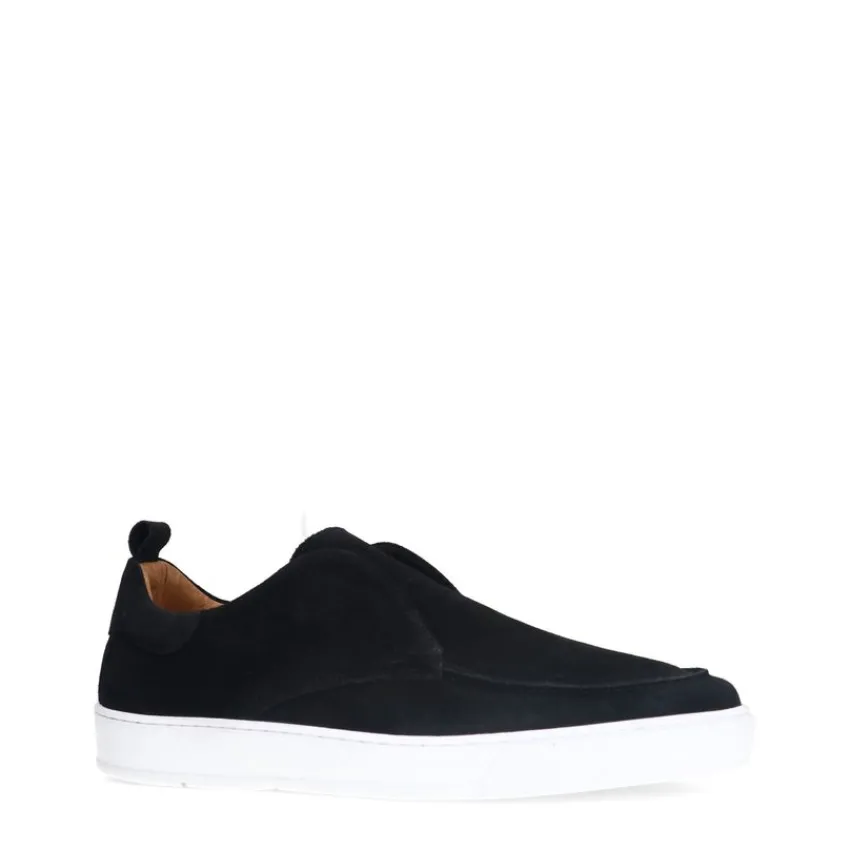 Manfield Zwarte suède loafers^Heren Loafers