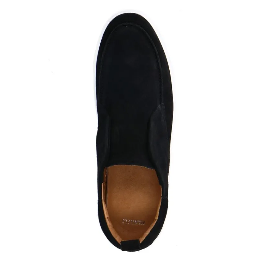 Manfield Zwarte suède loafers^Heren Loafers
