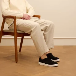 Manfield Zwarte suède loafers^Heren Loafers