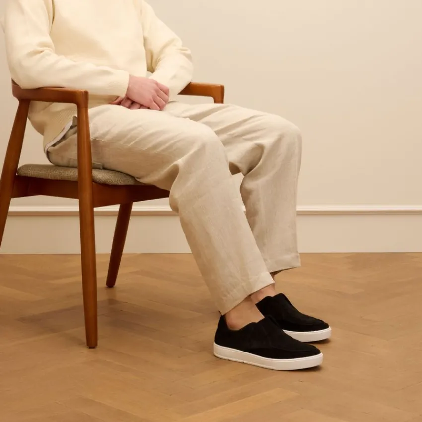 Manfield Zwarte suède loafers^Heren Loafers