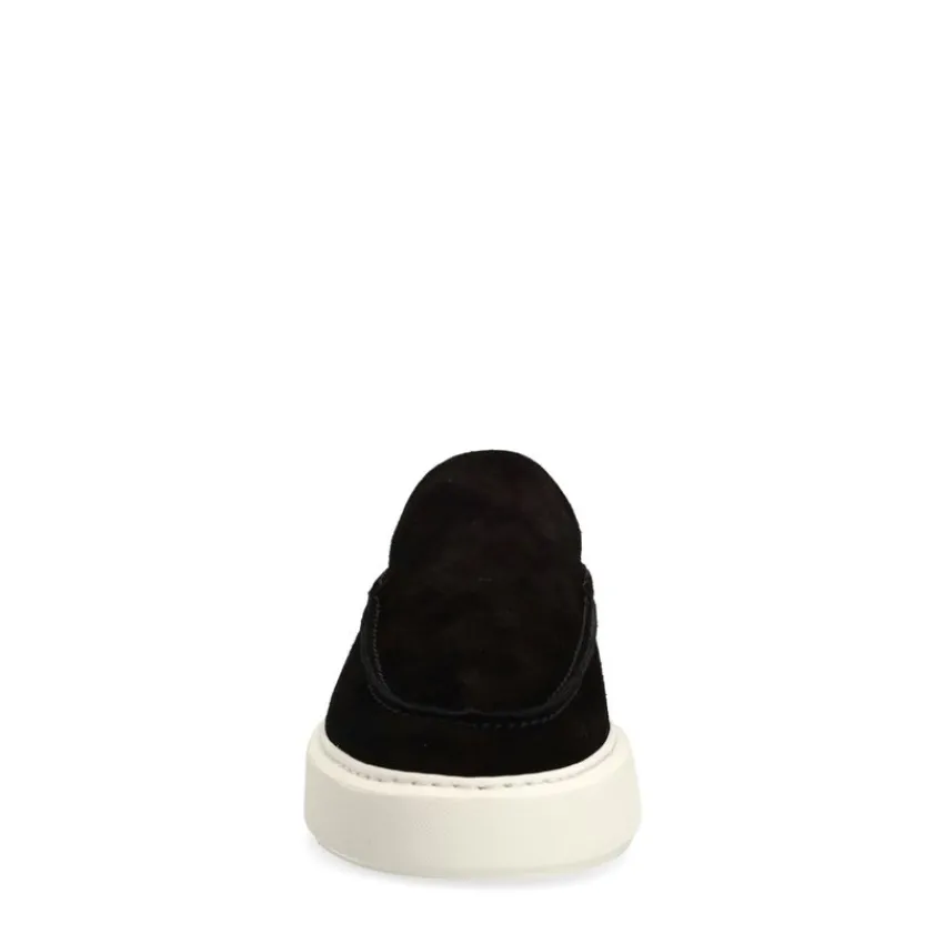 Manfield Zwarte suède loafers^Heren Loafers