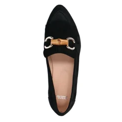 Manfield Zwarte suède loafers met franjes^DAMES Loafers
