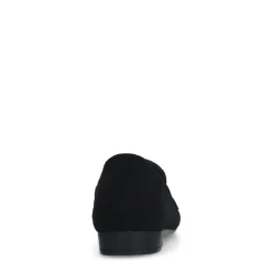 Manfield Zwarte suède loafers met goudkleurige studs^DAMES Loafers