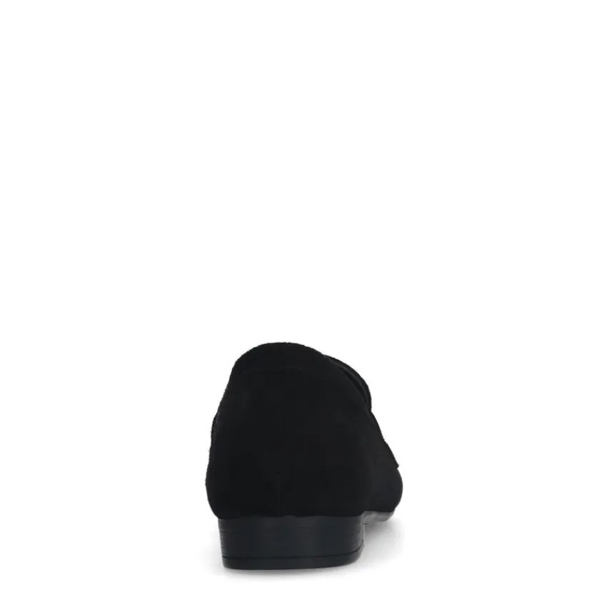 Manfield Zwarte suède loafers met goudkleurige studs^DAMES Loafers