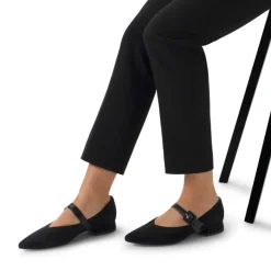 Manfield Zwarte suède loafers met gespsluiting^DAMES Loafers