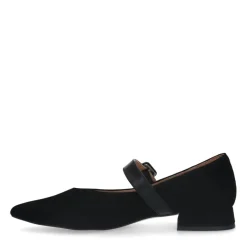 Manfield Zwarte suède loafers met gespsluiting^DAMES Loafers