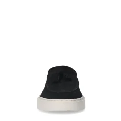 Manfield Zwarte suède loafers met kwastjes^Heren Loafers