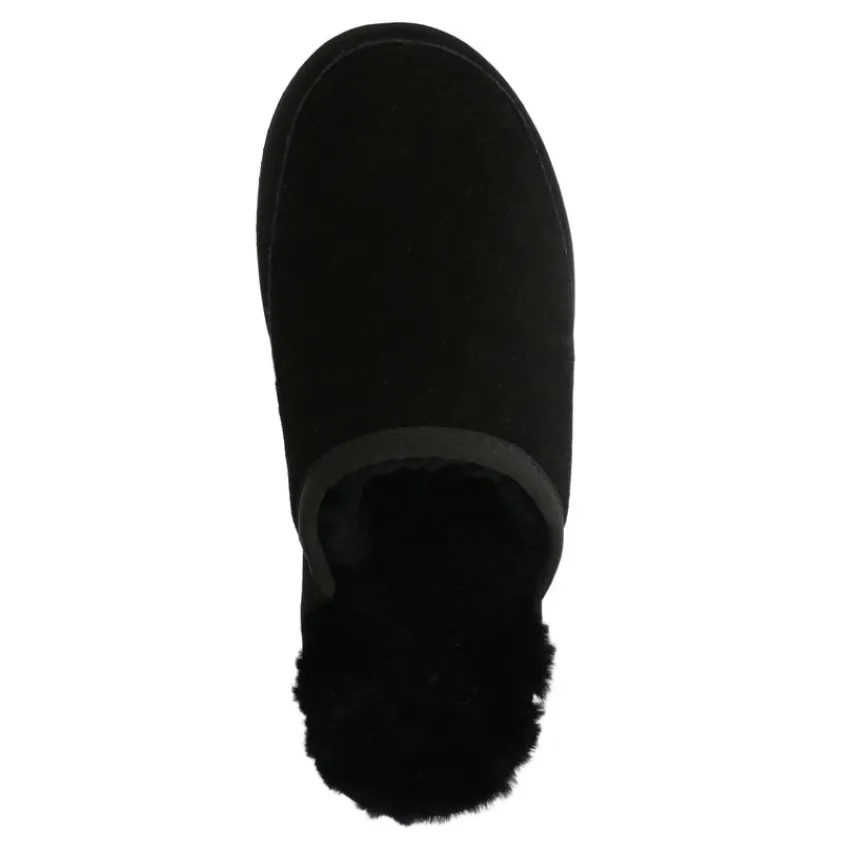 Manfield Zwarte suède pantoffels^Heren Pantoffels
