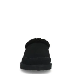 Manfield Zwarte suède pantoffels met imitatie wol^Heren Pantoffels