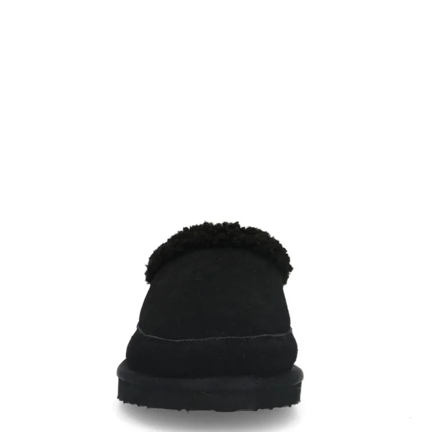 Manfield Zwarte suède pantoffels met imitatie wol^Heren Pantoffels