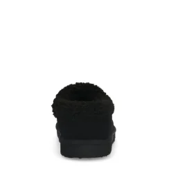 Manfield Zwarte suède pantoffels met imitatie wol^Heren Pantoffels