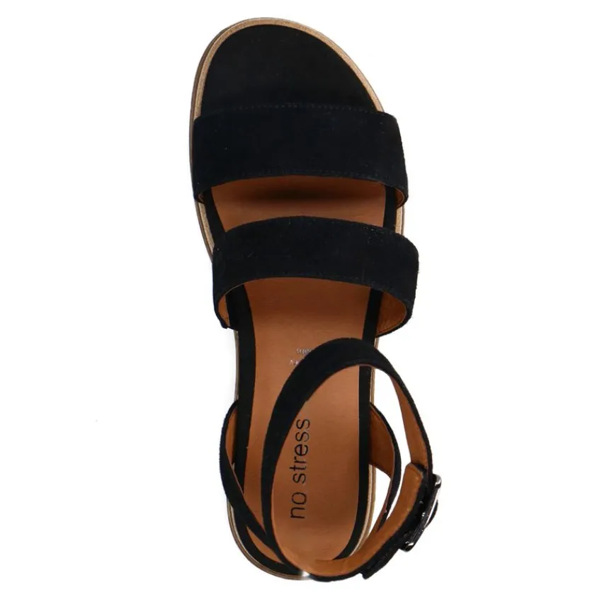 No Stress Zwarte suède plateau sandalen^DAMES Sandalen