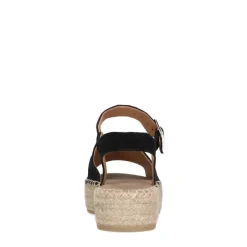Manfield Zwarte suède sandalen met plateauzool^DAMES Espadrilles|Sandalen