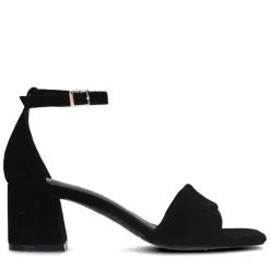 Manfield Zwarte suède sandalen met hak^DAMES Sandalen