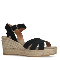 Manfield Zwarte suède sleehakken^DAMES Espadrilles|Sandalen