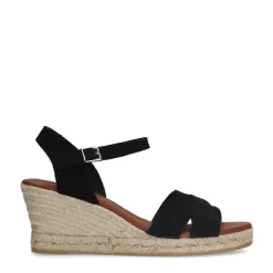 Manfield Zwarte suède sleehakken^DAMES Espadrilles|Sandalen