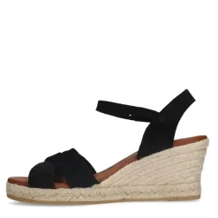 Manfield Zwarte suède sleehakken^DAMES Espadrilles|Sandalen