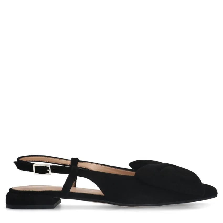 Manfield Zwarte suède slingbacks^DAMES Slingbacks|Loafers
