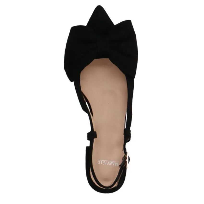 Manfield Zwarte suède slingbacks^DAMES Slingbacks|Loafers